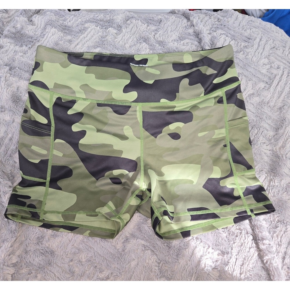 Zyia Green Camo Light N Tight Pocket Hustle Shorts Size 3x xxxl